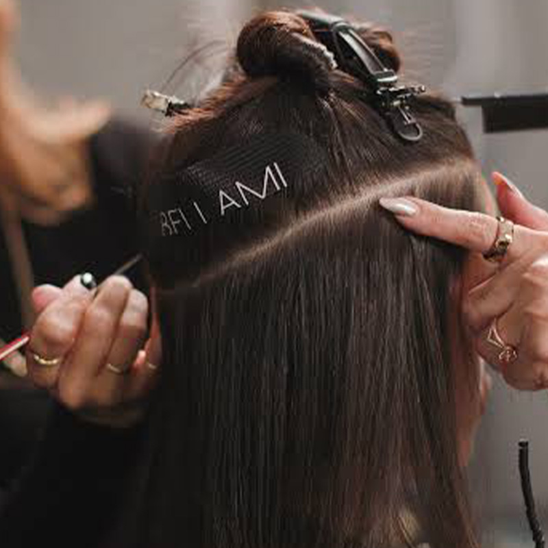 woman getting extensions