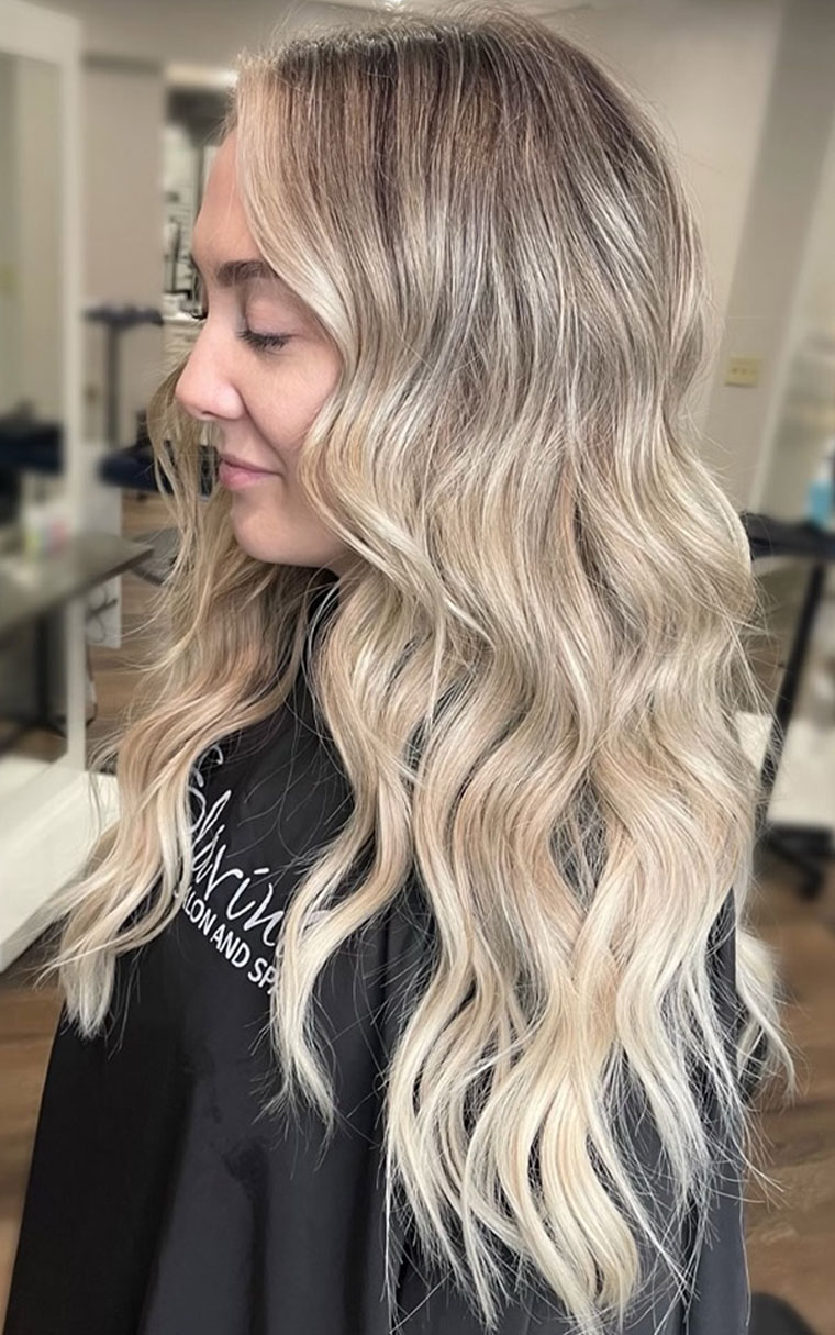 woman after getting extensions
